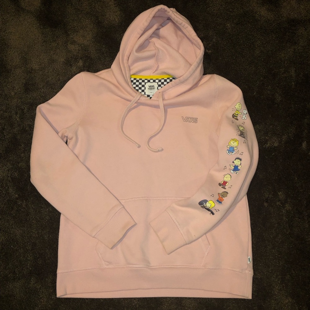 Vans Women's Light Pink Peanuts Sleeve Graphic Hoodie